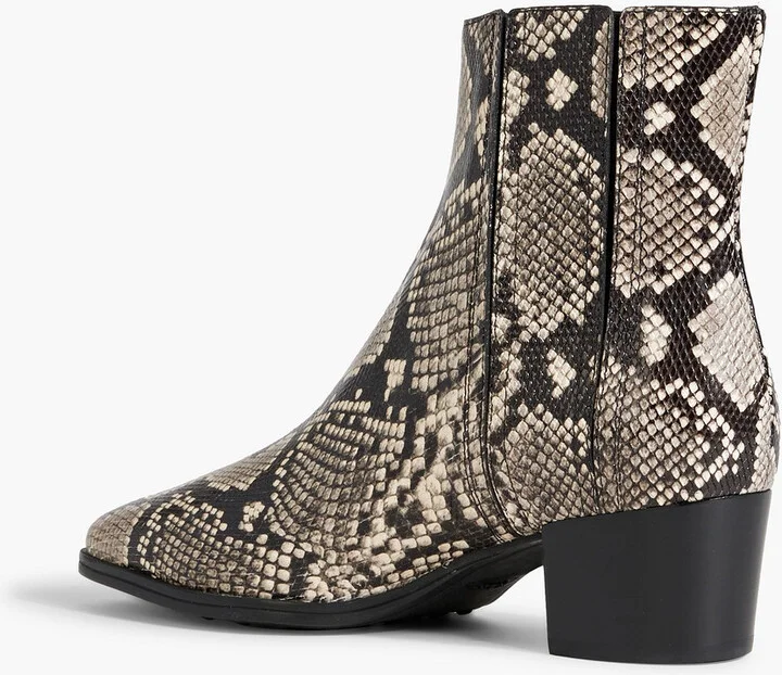 Snake-effect leather ankle boots - Image 3