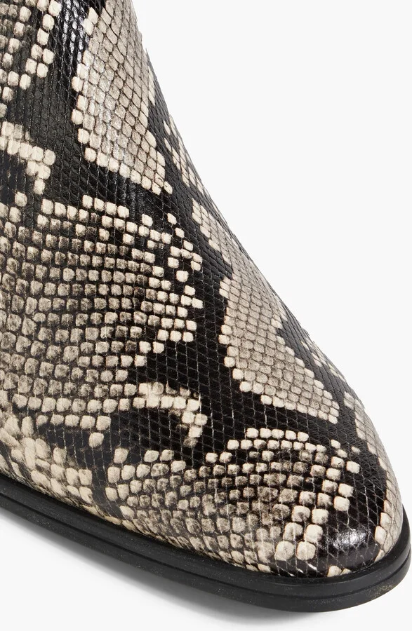 Snake-effect leather ankle boots - Image 4