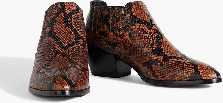 Snake-effect leather ankle boots - Image 2