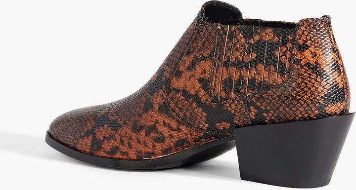 Snake-effect leather ankle boots - Image 3