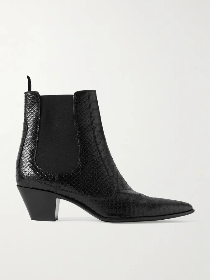 Snake-Effect Leather Chelsea Boots