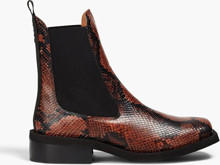 Snake-effect leather Chelsea boots