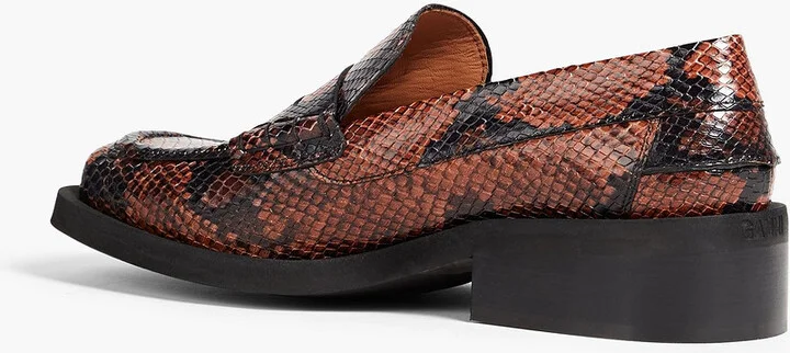 Snake-effect leather loafers - Image 3