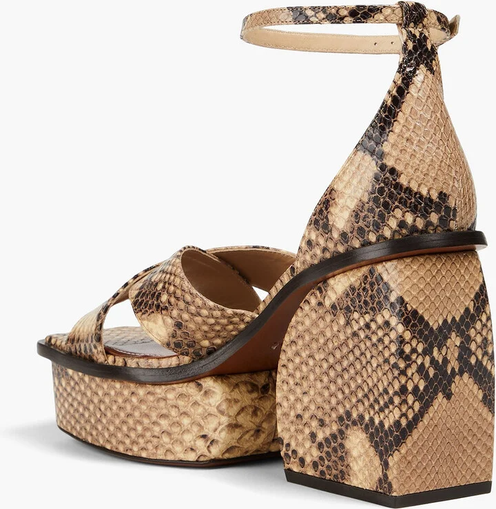 Snake-effect leather platform sandals - Image 3