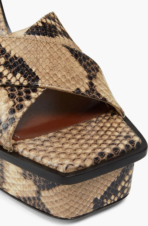 Snake-effect leather platform sandals - Image 4