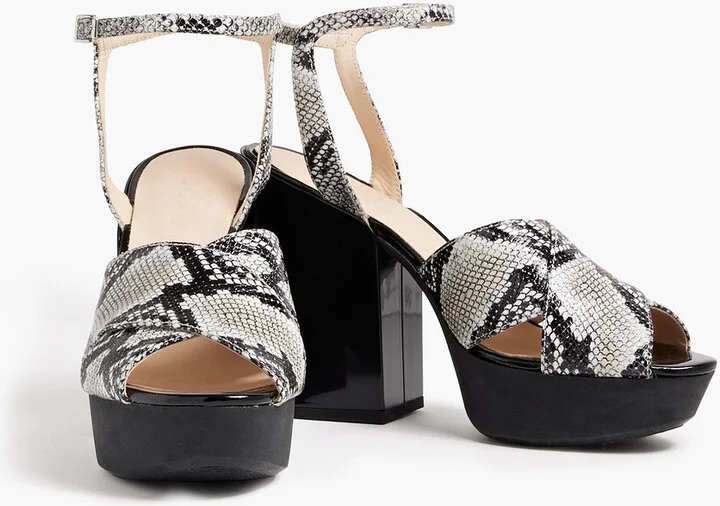 Snake-effect leather platform sandals - Image 2