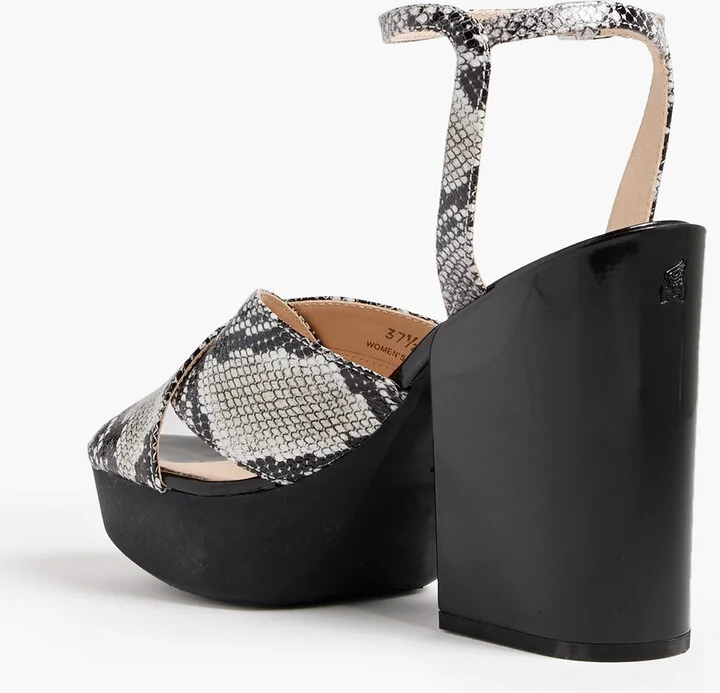 Snake-effect leather platform sandals - Image 3