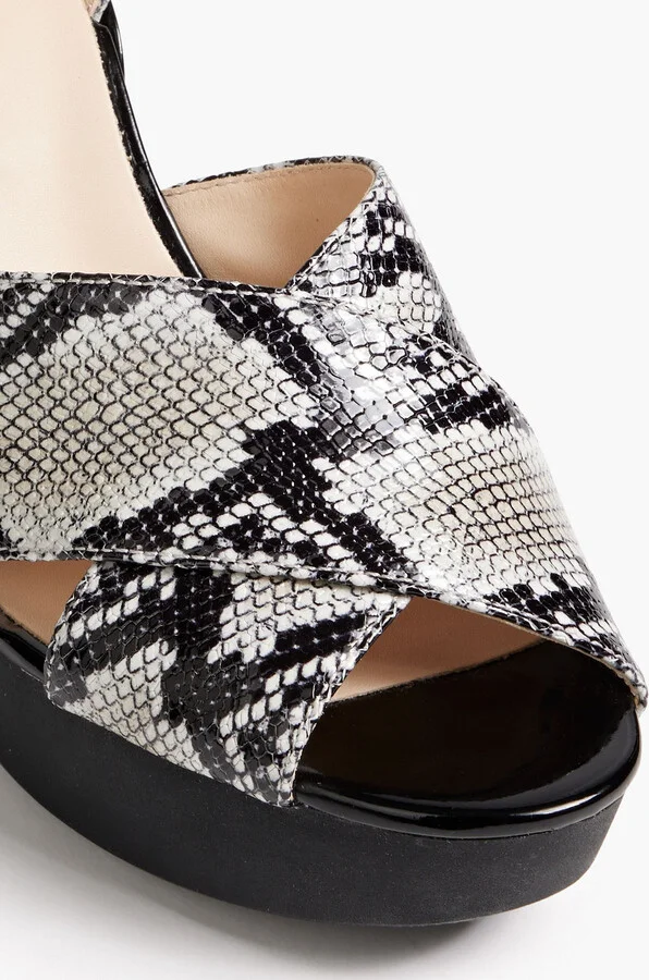 Snake-effect leather platform sandals - Image 4