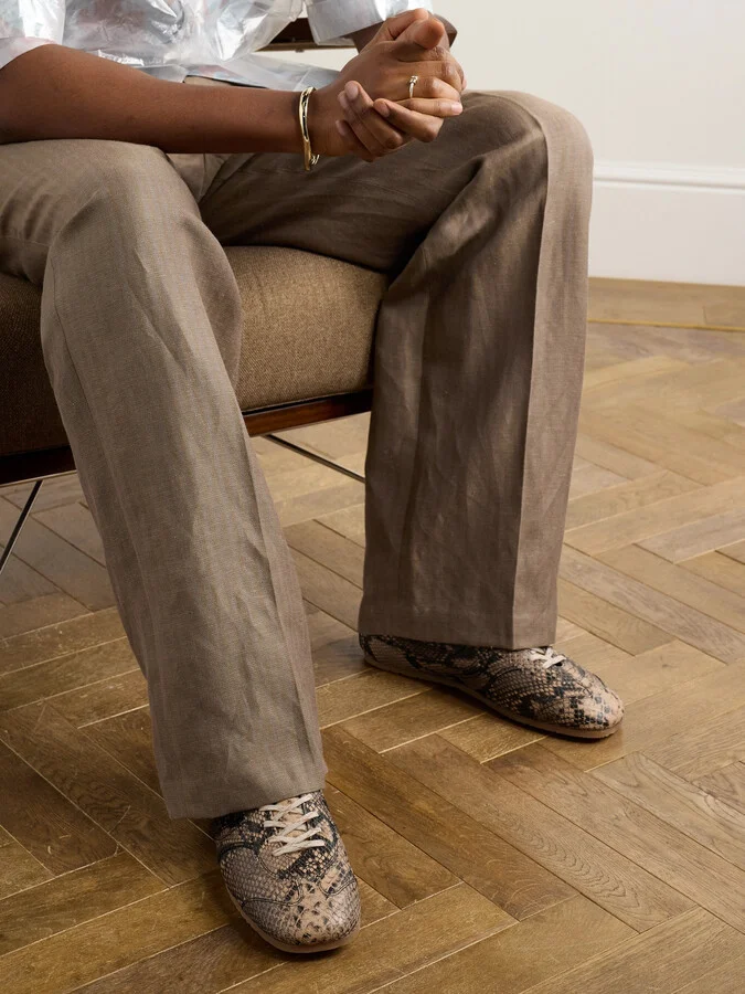 Snake-Effect Leather Sneakers - Image 2
