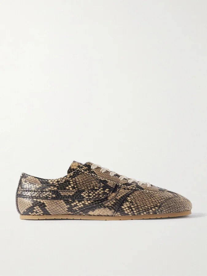 Snake-Effect Leather Sneakers