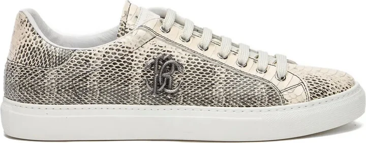 Snake-Effect Leather Sneakers