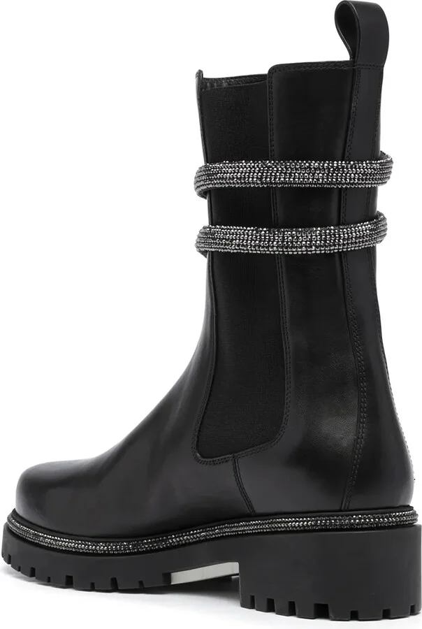 Snake-Embellished Leather Ankle Boots - Image 3