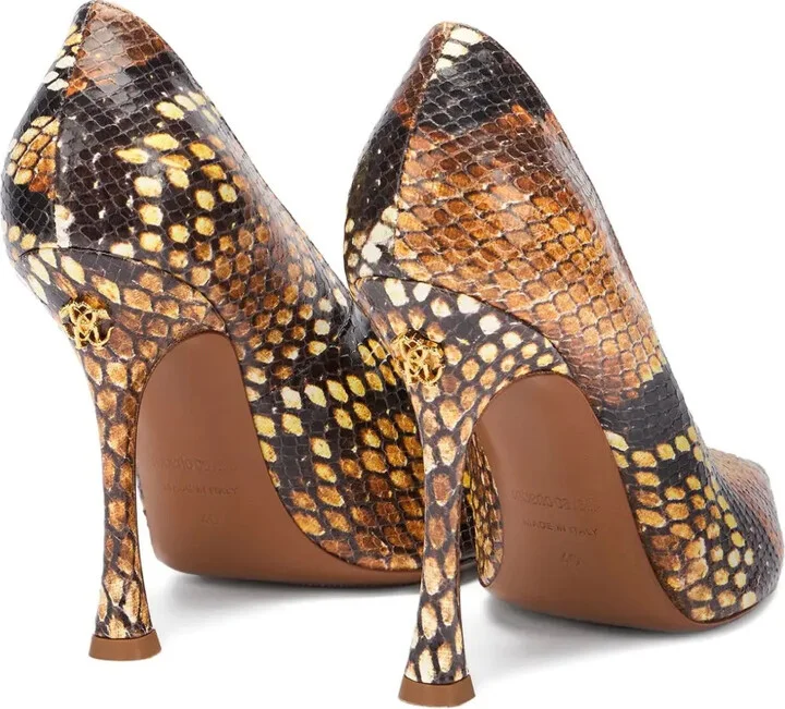 Snake-Embossed High-Heel Pumps - Image 3