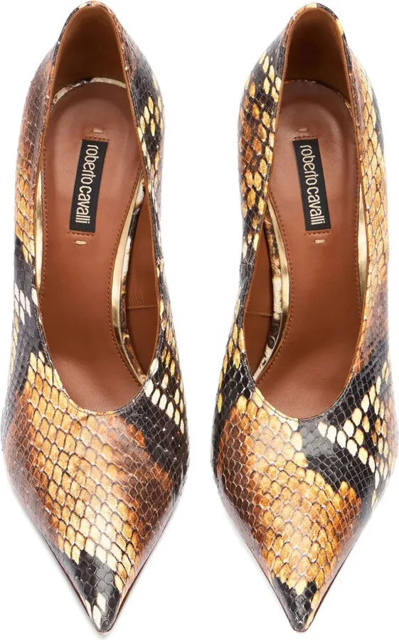 Snake-Embossed High-Heel Pumps - Image 4