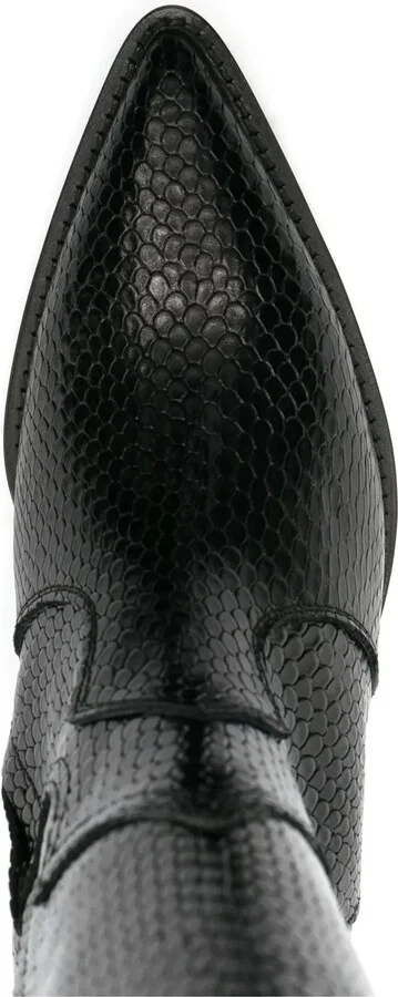 Snake-Embossed Leather Boots - Image 4
