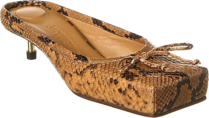 Snake-Embossed Leather Mule