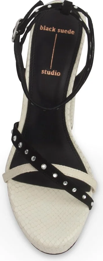 Snake Embossed Rhinestone Platform Sandal - Image 3