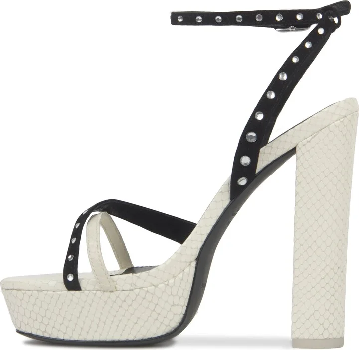 Snake Embossed Rhinestone Platform Sandal - Image 5