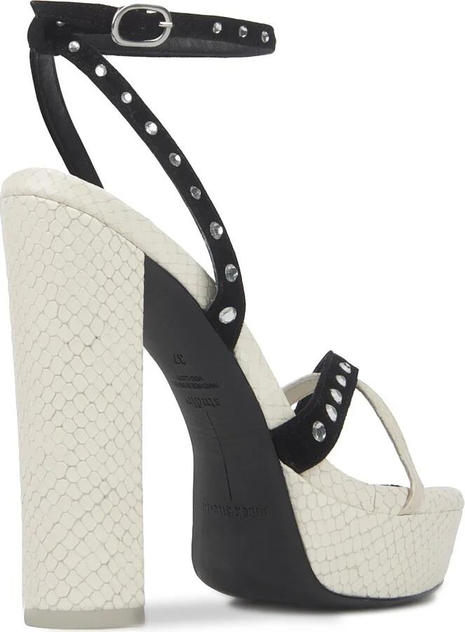 Snake Embossed Rhinestone Platform Sandal - Image 6