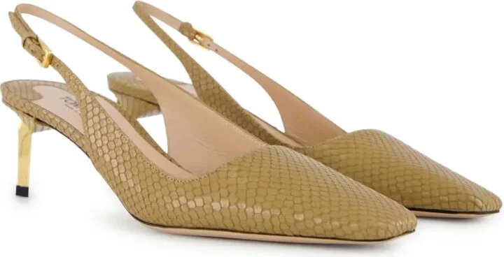 Snake-Embossed Slingback Pumps - Image 3