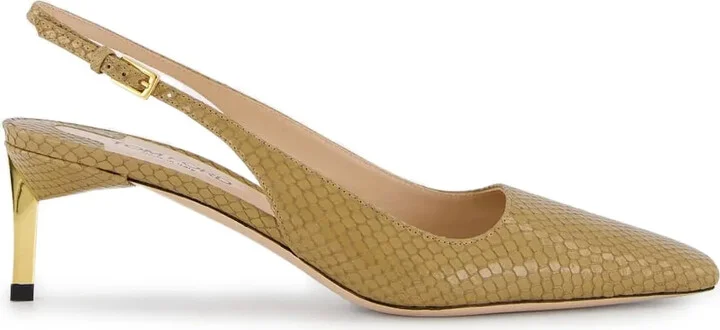 Snake-Embossed Slingback Pumps