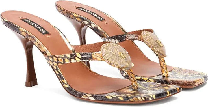 Snake-Print Heeled Sandals - Image 2