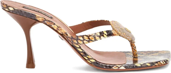 Snake-Print Heeled Sandals