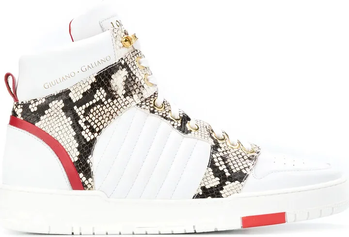 Snake-Print High-Top Sneakers