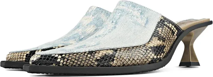 Snake-Print Leather Mules - Image 2