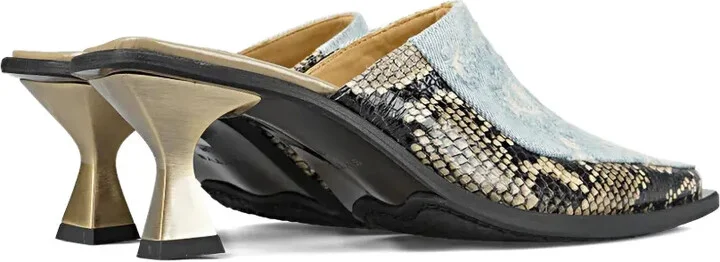 Snake-Print Leather Mules - Image 3