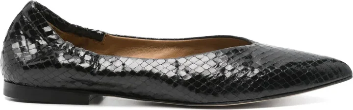 Snake Skin-Effect Ballet Flats