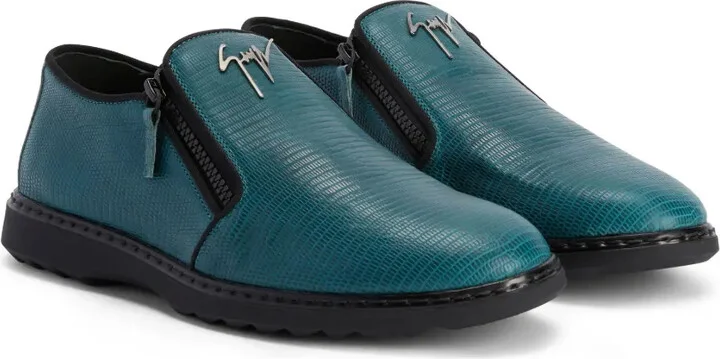 Snake-Skin Effect Leather Loafers - Image 2