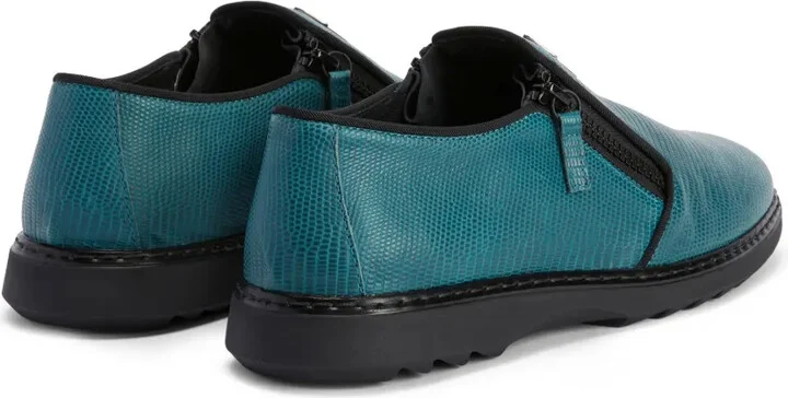 Snake-Skin Effect Leather Loafers - Image 3