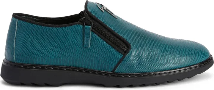 Snake-Skin Effect Leather Loafers