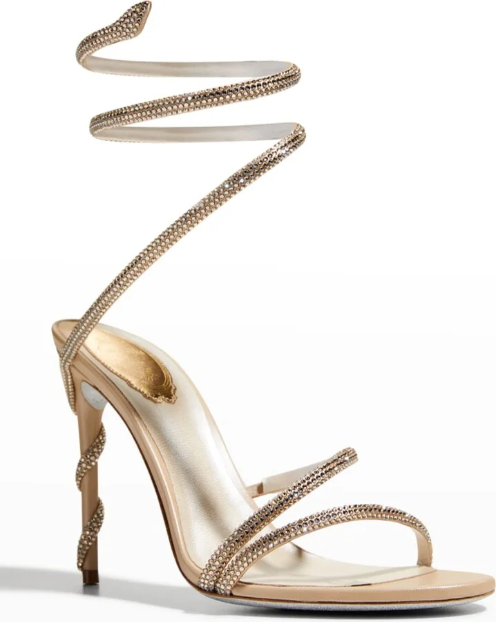 Snake-Wrap Strass Stiletto Sandals - Image 4