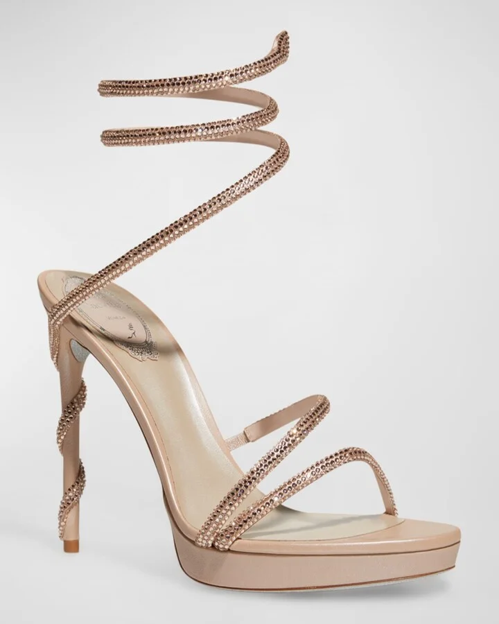 Snake-Wrap Strass Stilleto Sandals - Image 3