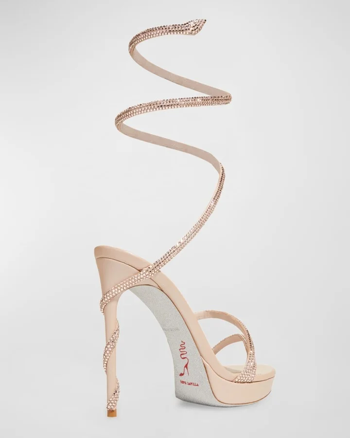 Snake-Wrap Strass Stilleto Sandals - Image 11