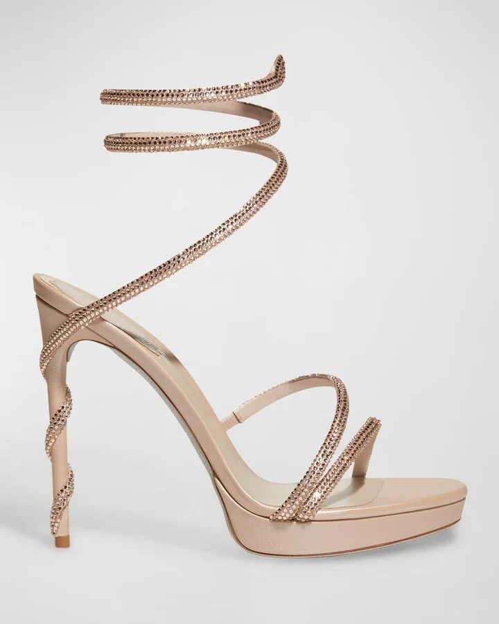 Snake-Wrap Strass Stilleto Sandals