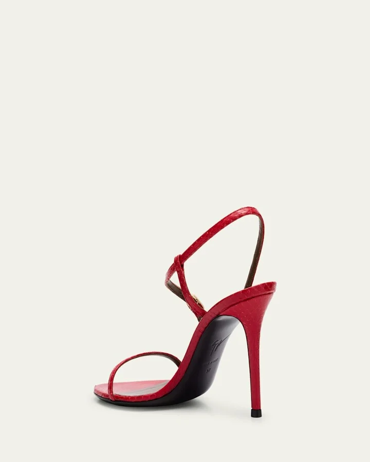 Snakeskin Ankle Strap Stiletto Sandals - Image 3