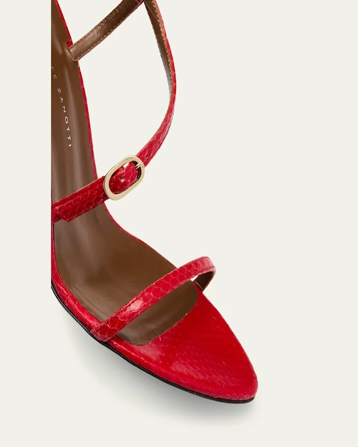 Snakeskin Ankle Strap Stiletto Sandals - Image 4