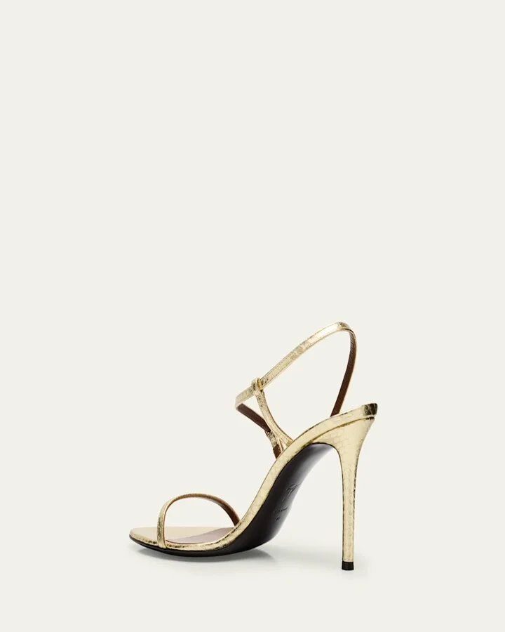 Snakeskin Ankle Strap Stiletto Sandals - Image 9