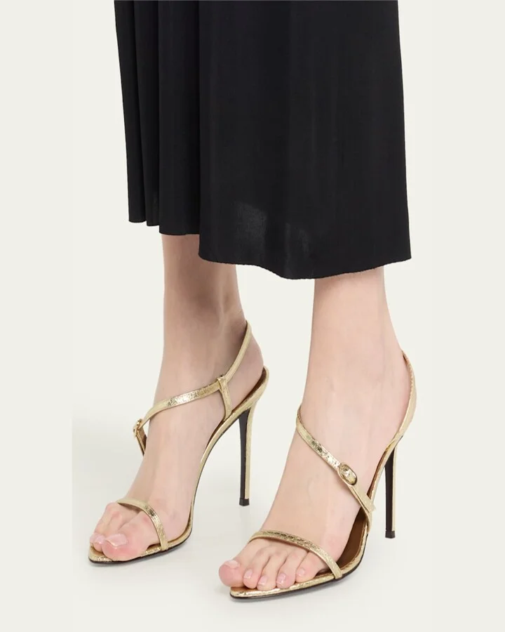 Snakeskin Ankle Strap Stiletto Sandals - Image 11