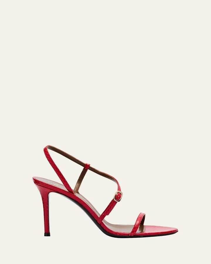 Snakeskin Ankle Strap Stiletto Sandals