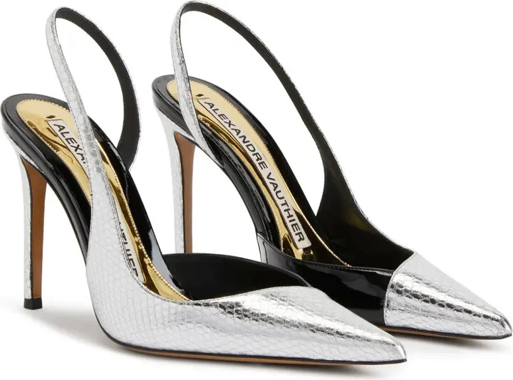 Snakeskin-Effect 105mm Leather Pumps - Image 2