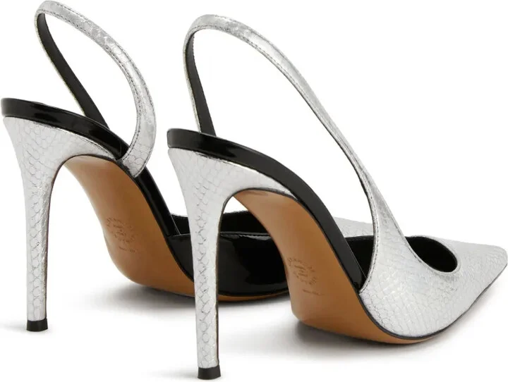 Snakeskin-Effect 105mm Leather Pumps - Image 3