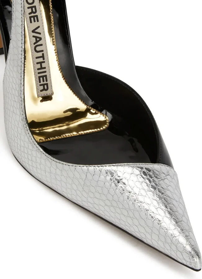 Snakeskin-Effect 105mm Leather Pumps - Image 4