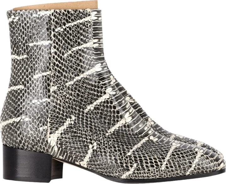 Snakeskin-Effect Ankle Boots in Animal Print Leather