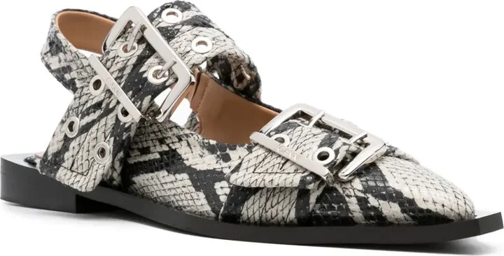 Snakeskin-Effect Buckled Sandals - Image 2