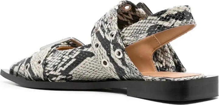 Snakeskin-Effect Buckled Sandals - Image 3