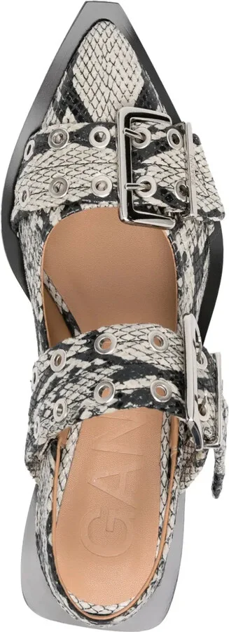 Snakeskin-Effect Buckled Sandals - Image 4